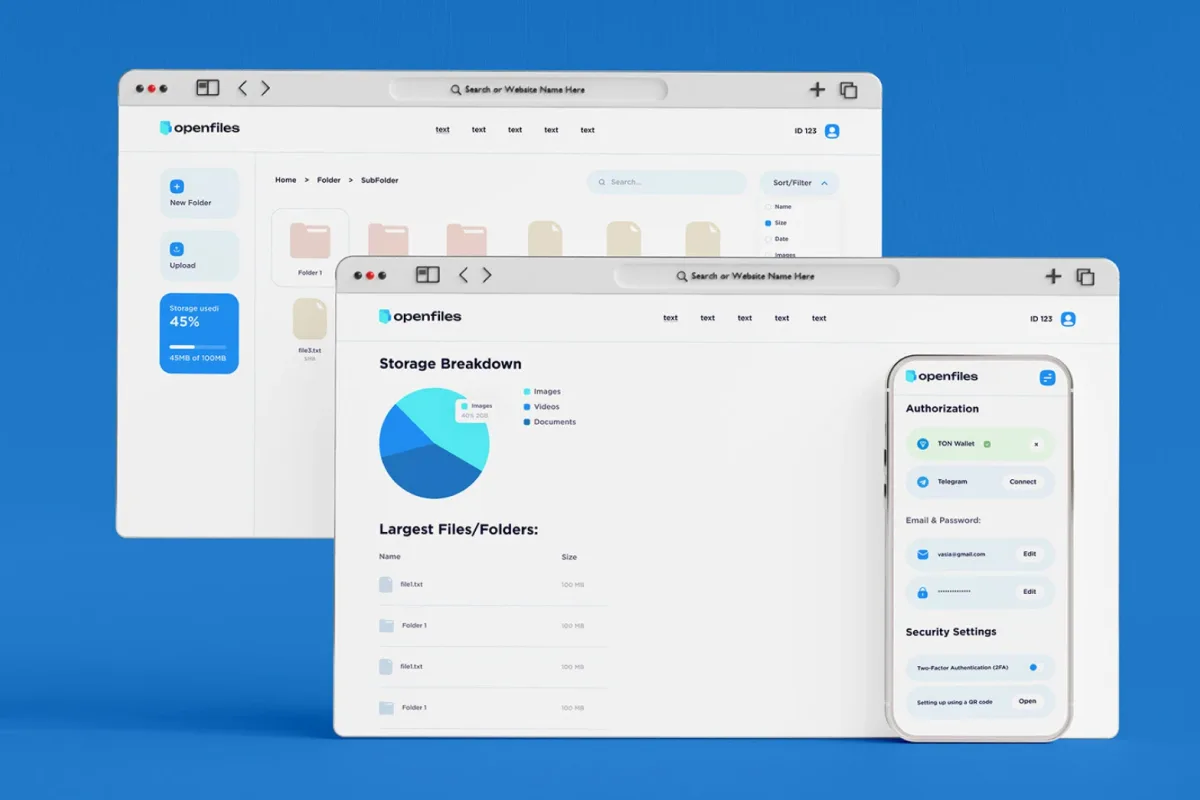 Web design for openfiles file storage