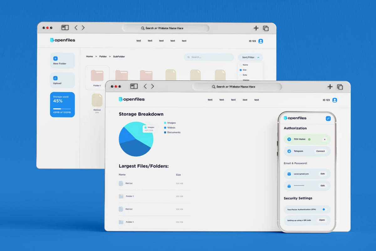 Веб-дизайн файлового хранилища openfiles
