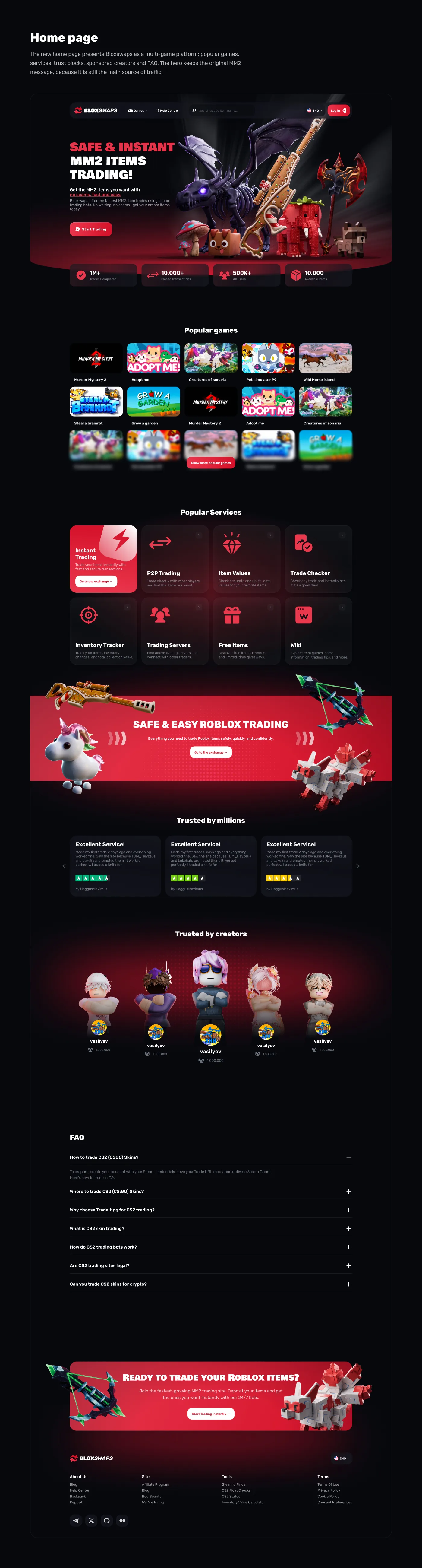 Website design for Roblox trading platform - Bloxswaps: illustration 5